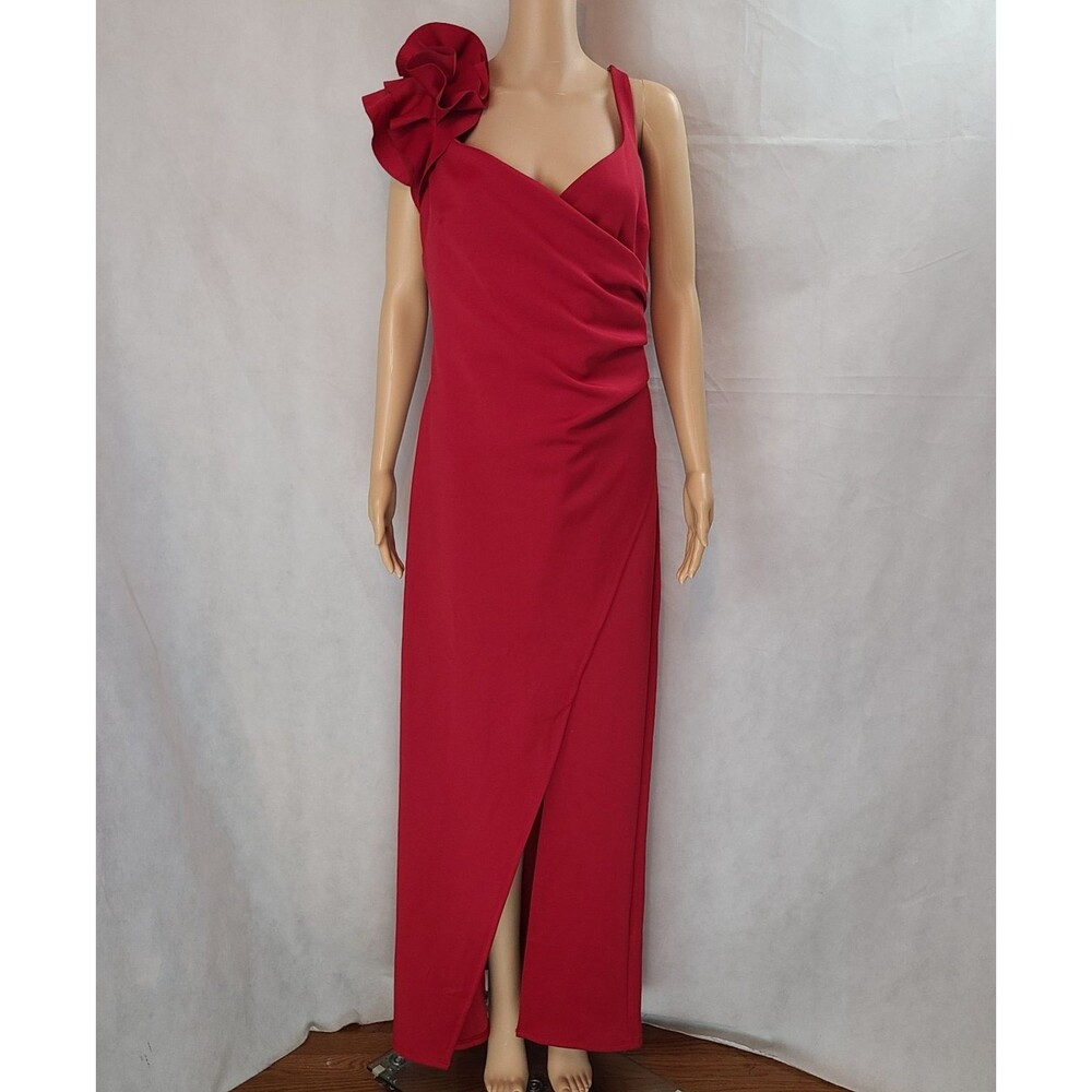 New SAM and Jess (18) Red Ruffle Shoulder Ruched Waist Sleeveless Dress